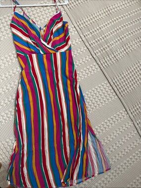 Blue Rain Multicolor Striped Summer Midi Dress